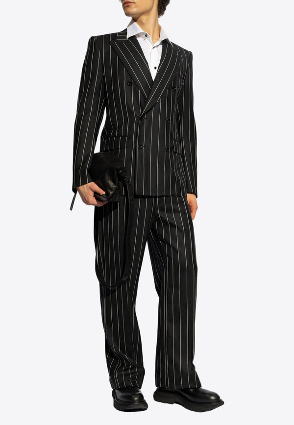 Dolce & Gabbana Pinstripe Wool Pants Black GYZMHT FR204-S8051