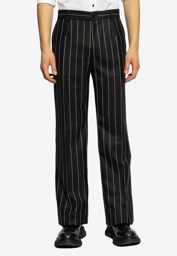 Dolce & Gabbana Pinstripe Wool Pants Black GYZMHT FR204-S8051