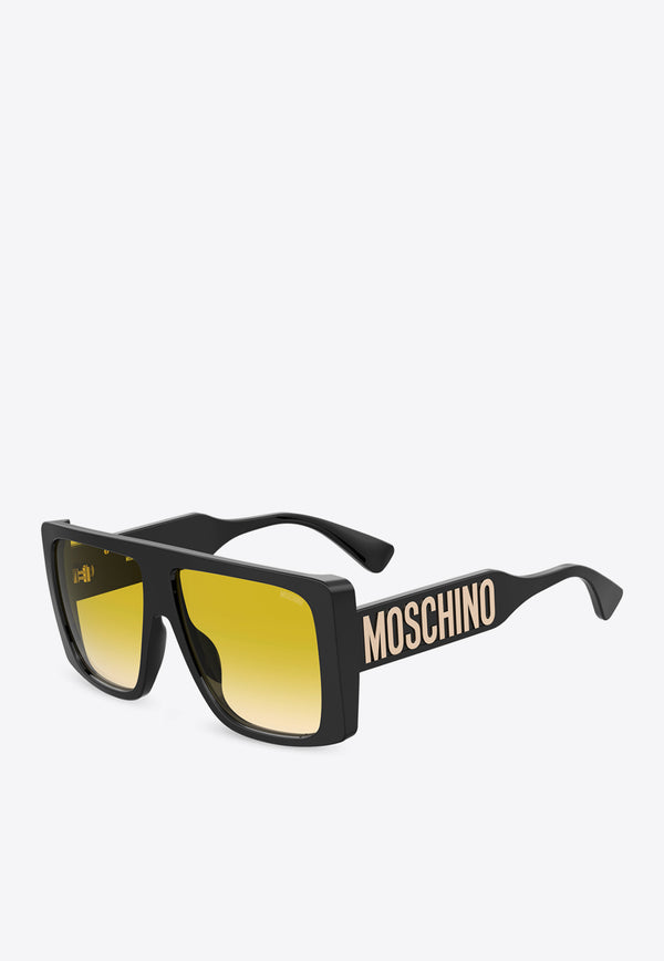Moschino Unified Bridge Square Sunglasses Yellow MOS119 S 0-807 BLACK