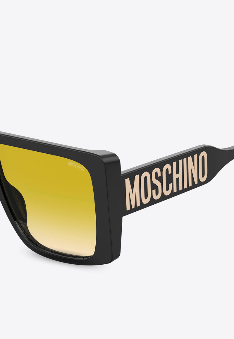 Moschino Unified Bridge Square Sunglasses Yellow MOS119 S 0-807 BLACK