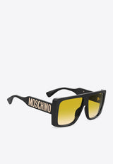 Moschino Unified Bridge Square Sunglasses Yellow MOS119 S 0-807 BLACK