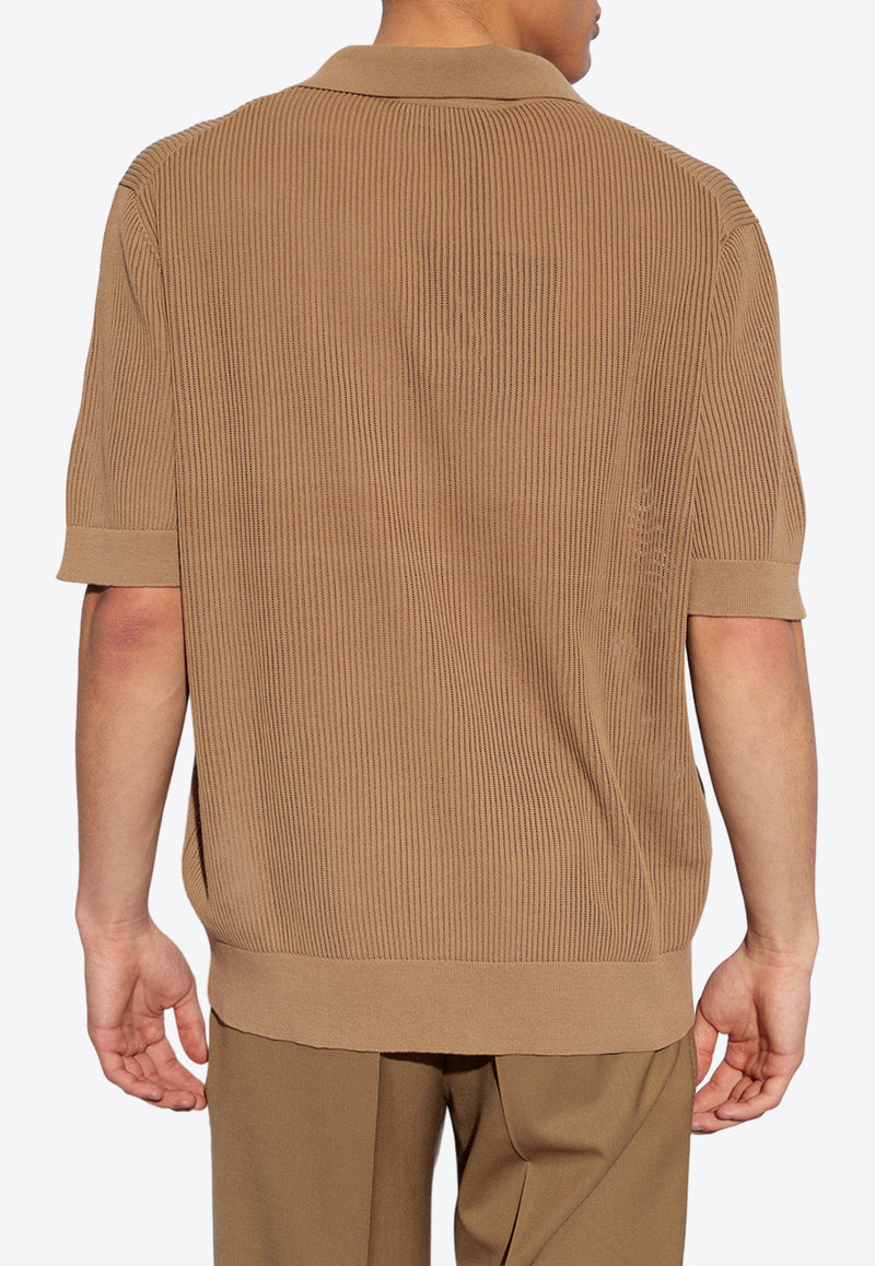 Dolce & Gabbana Ribbed Knit Polo T-shirt Brown GXZ28T JBCCH-M0264
