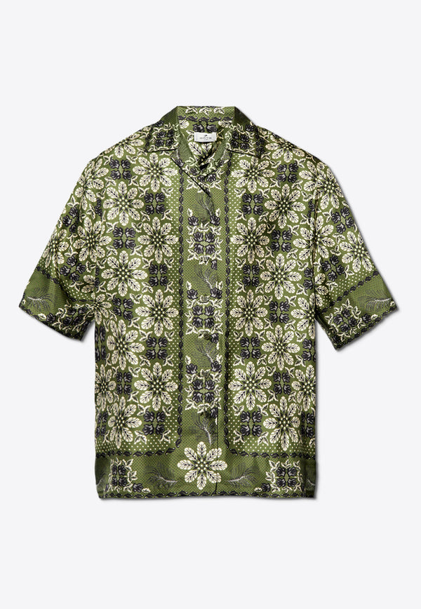 Etro Floral Print Bowling Shirt Green MRIC0033 99SP158-X0890