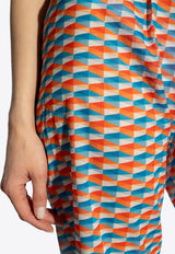 Jimmy Choo Laren Diamond Print Beach Pants Multicolor LAREN A084-A33C PAPRIKA SKY