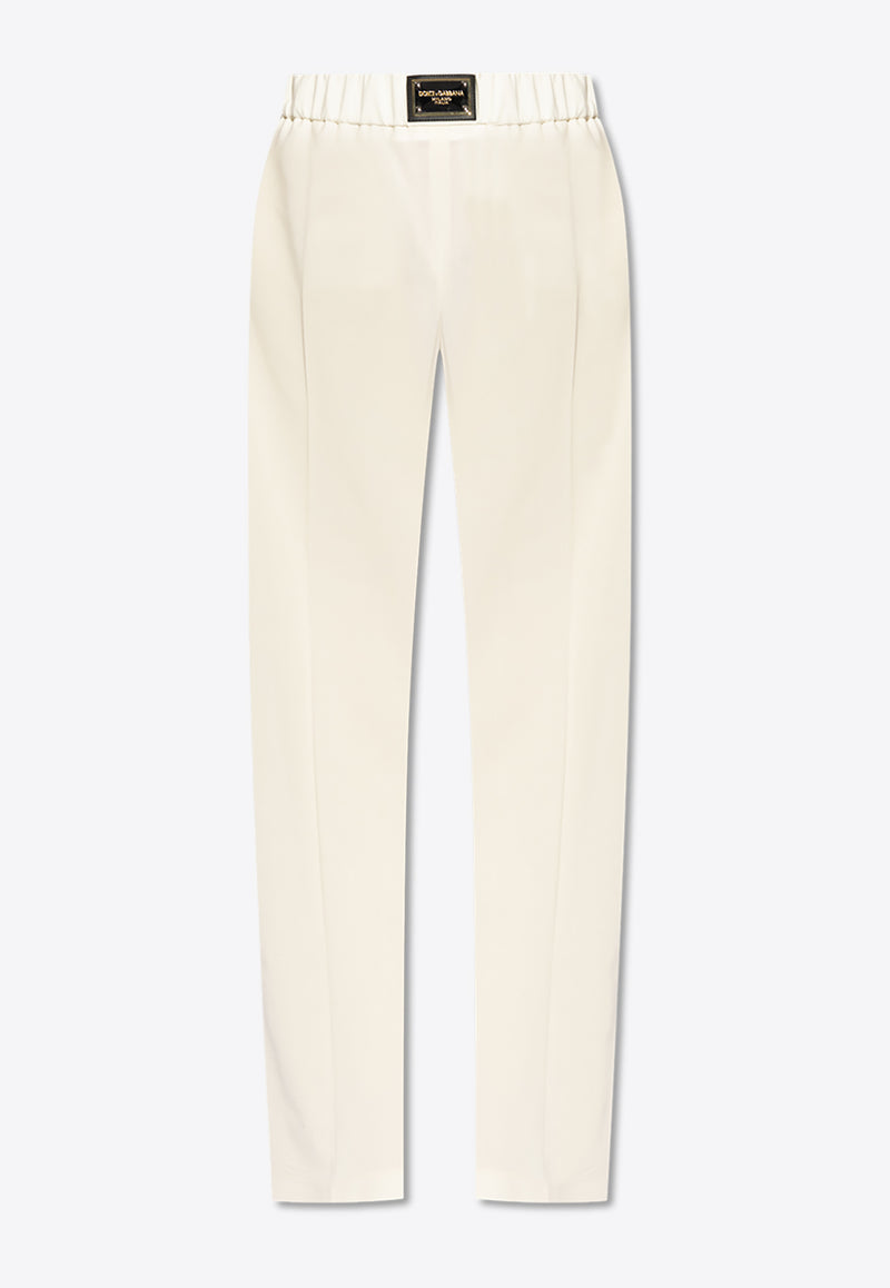 Dolce & Gabbana Logo Plaque Straight-Leg Pants Cream FTCZJT GDBWT-W0800
