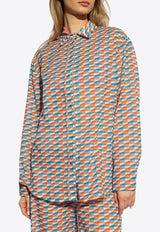 Jimmy Choo Lona Diamond Print Beach Shirt Multicolor LONA A083-A33C PAPRIKA SKY