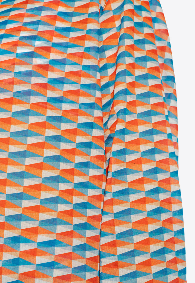 Jimmy Choo Lona Diamond Print Beach Shirt Multicolor LONA A083-A33C PAPRIKA SKY