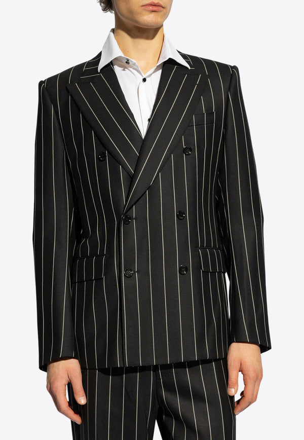 Dolce & Gabbana Double-Breasted Pinstripe Blazer Black G2QU4T FR204-S8051