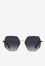 Marc Jacobs The J Marc Monogram Geometric Sunglasses Gray MARC 730 S 0-RHL GOLD BLACK