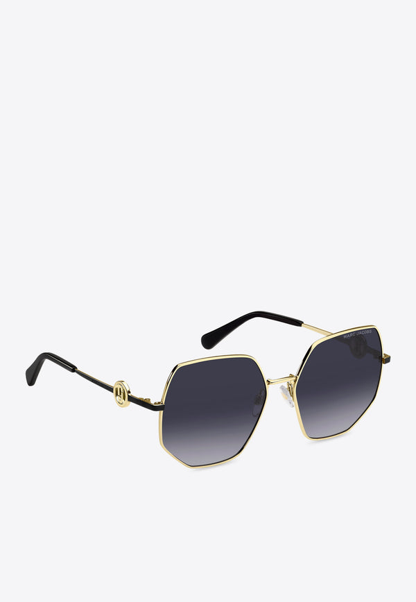 Marc Jacobs The J Marc Monogram Geometric Sunglasses Gray MARC 730 S 0-RHL GOLD BLACK