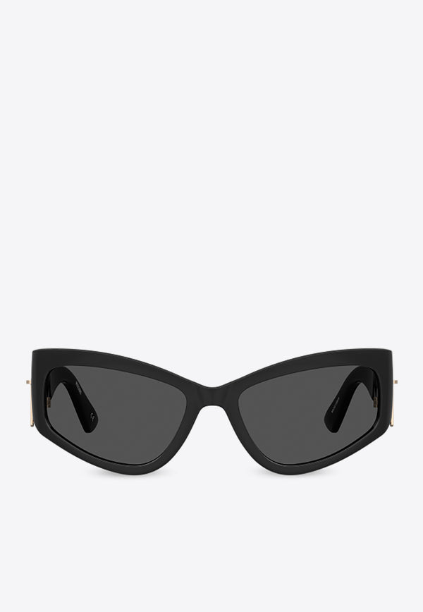 Moschino Grilamid Zipper Cat-Eye Sunglasses Gray MOS158 S 0-807 BLACK