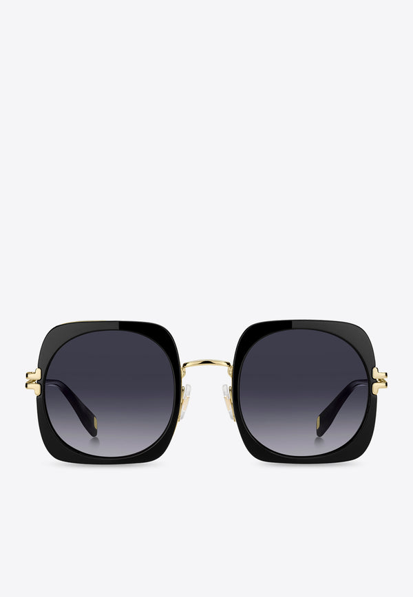 Marc Jacobs Icon Edge Oversized Square Sunglasses Gray MJ 1101 S 0-807 BLACK