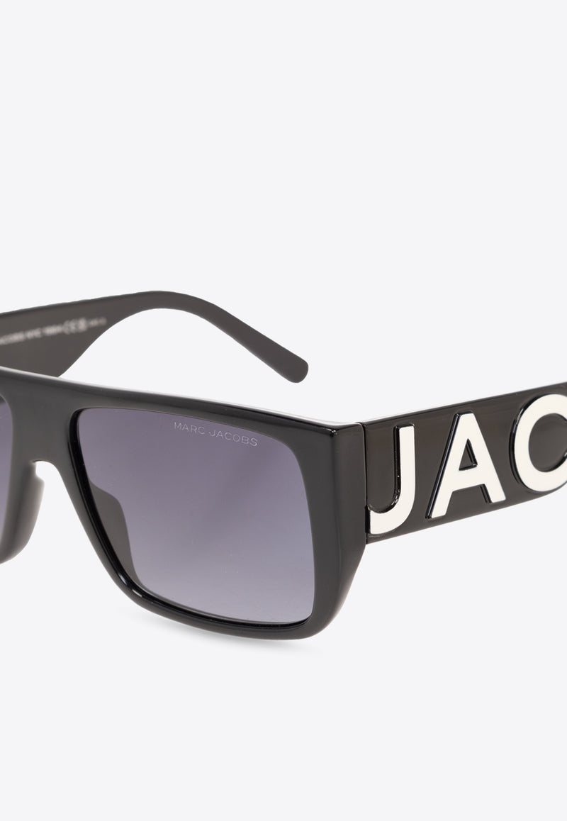 Marc Jacobs The Bold Logo Rectangular Sunglasses Gray MARC LOGO 096 S 0-80S BLACK WHITE