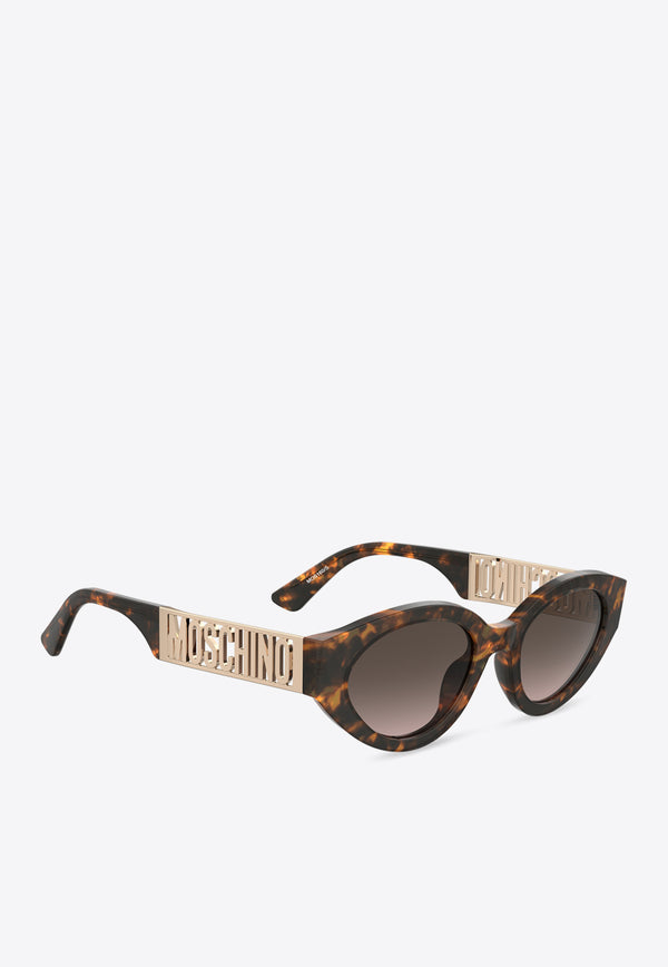 Moschino Logo Lettering Oval-Shaped Sunglasses Gray MOS160 S 0-086 HAVANA