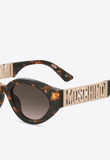 Moschino Logo Lettering Oval-Shaped Sunglasses Gray MOS160 S 0-086 HAVANA