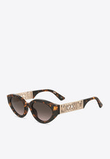 Moschino Logo Lettering Oval-Shaped Sunglasses Gray MOS160 S 0-086 HAVANA