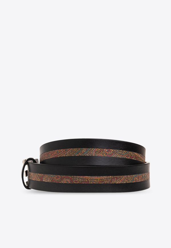 Etro Paisley-Trimmed Reversible Leather Belt Black MP3D0001 AA031-M0021