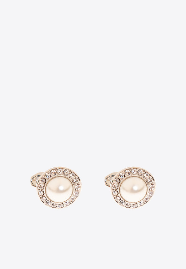 Dolce & Gabbana Crystal Embellished Domed Cufflinks Silver WFQ4S1 W1111-87655