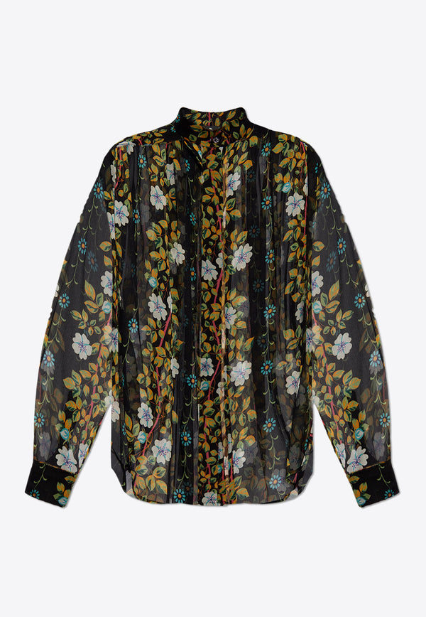 Etro Floral Print Silk Shirt Black WRIA0006 99SA1A3-X0810