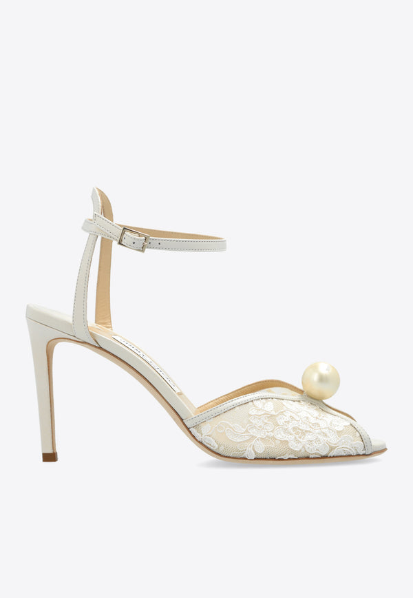 Jimmy Choo Sacora 85 Floral Lace Sandals Ivory SACORA 85 FXW-IVORY WHITE