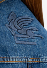 Etro Logo Embroidered Long Denim Vest Blue WRNI0001 AD230-S9000