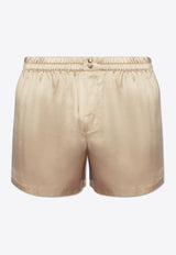 Dolce & Gabbana Silk Elasticated Shorts Beige M3A27T FU1AU-M0241