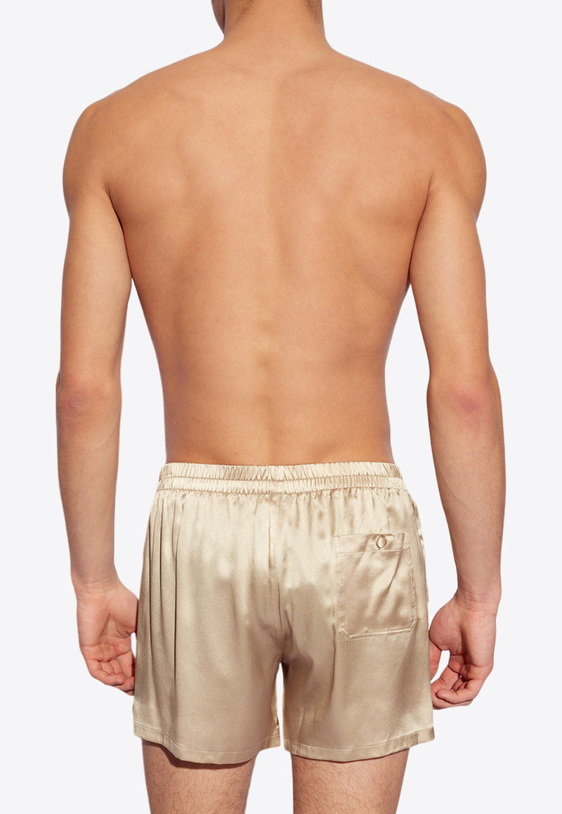 Dolce & Gabbana Silk Elasticated Shorts Beige M3A27T FU1AU-M0241