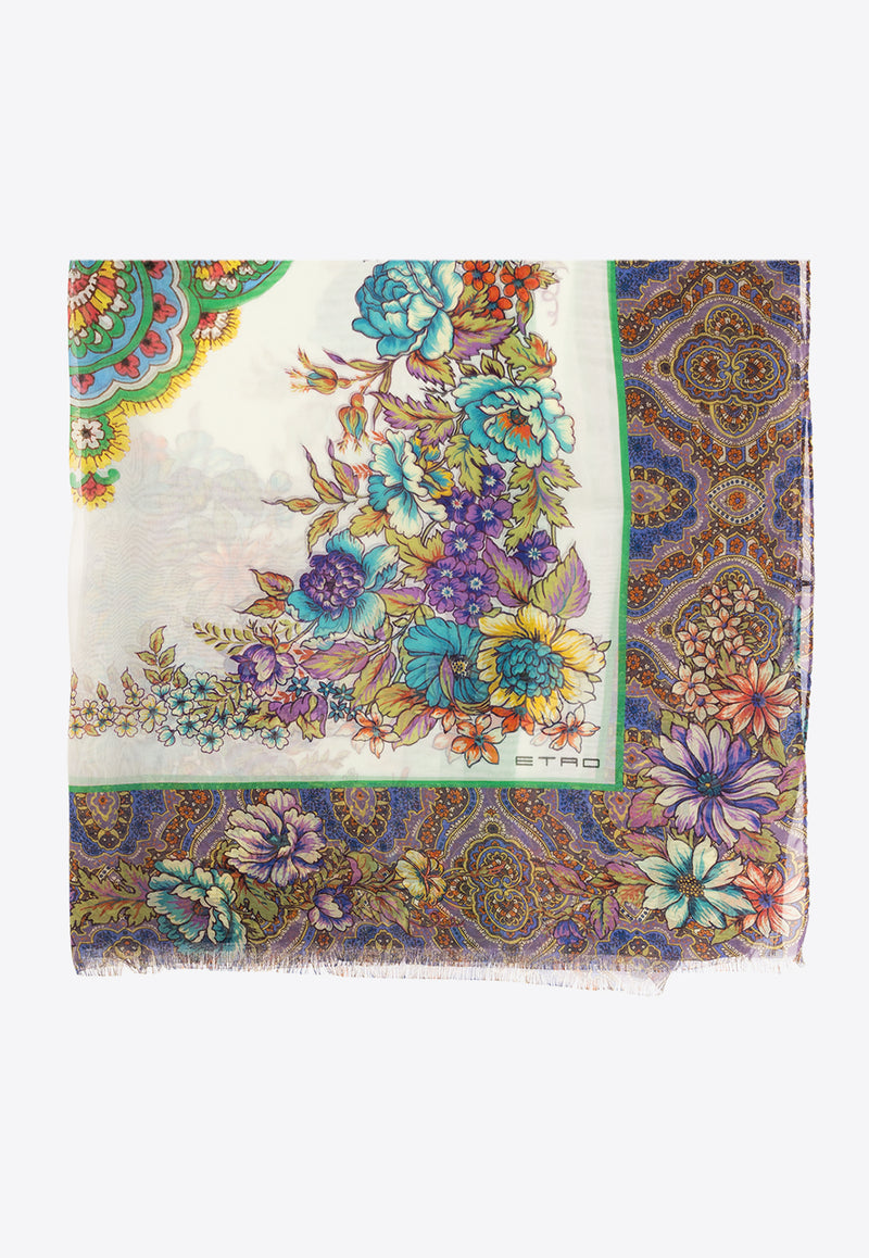 Etro Floral Paisley Silk Scarf  Multicolor WATA0013 AS274-X0800