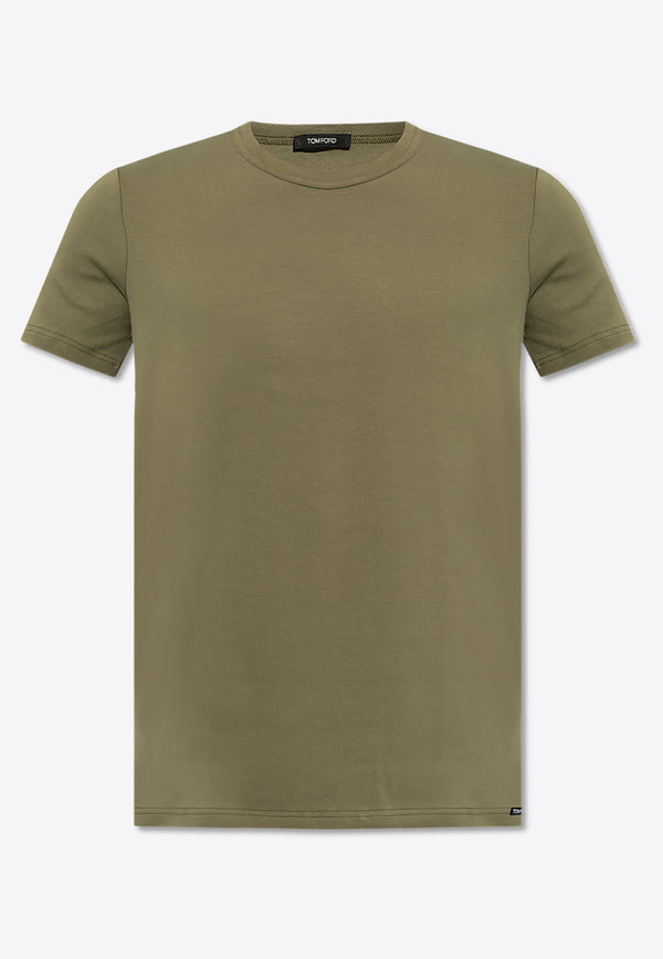 Tom Ford Solid Short-Sleeved Crewneck T-shirt Green T4M081040 0-309