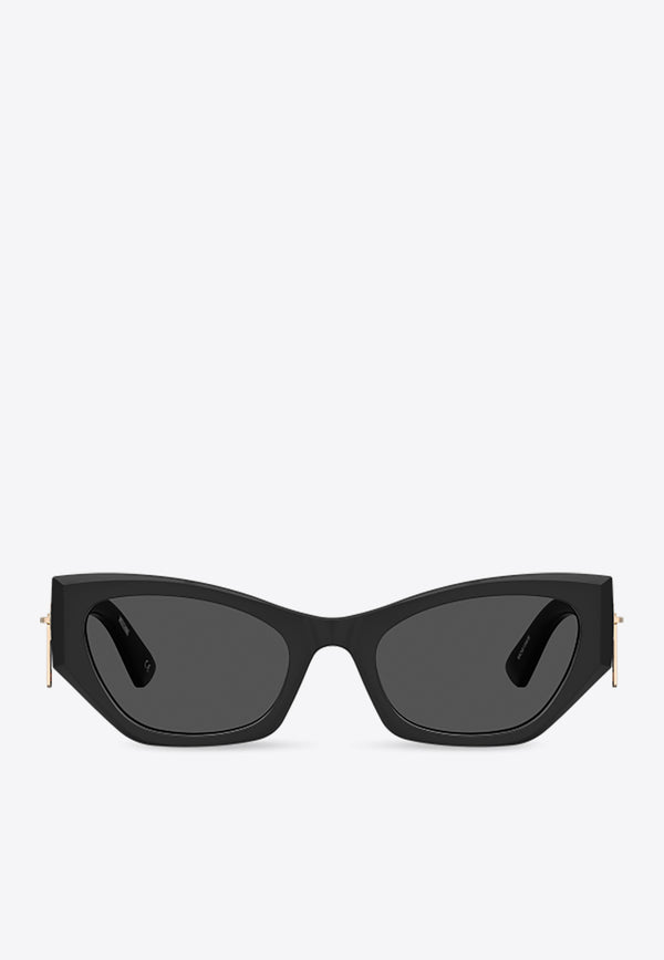 Moschino Grilamid Zipper Cat-Eye Sunglasses Gray MOS159 S 0-807 BLACK