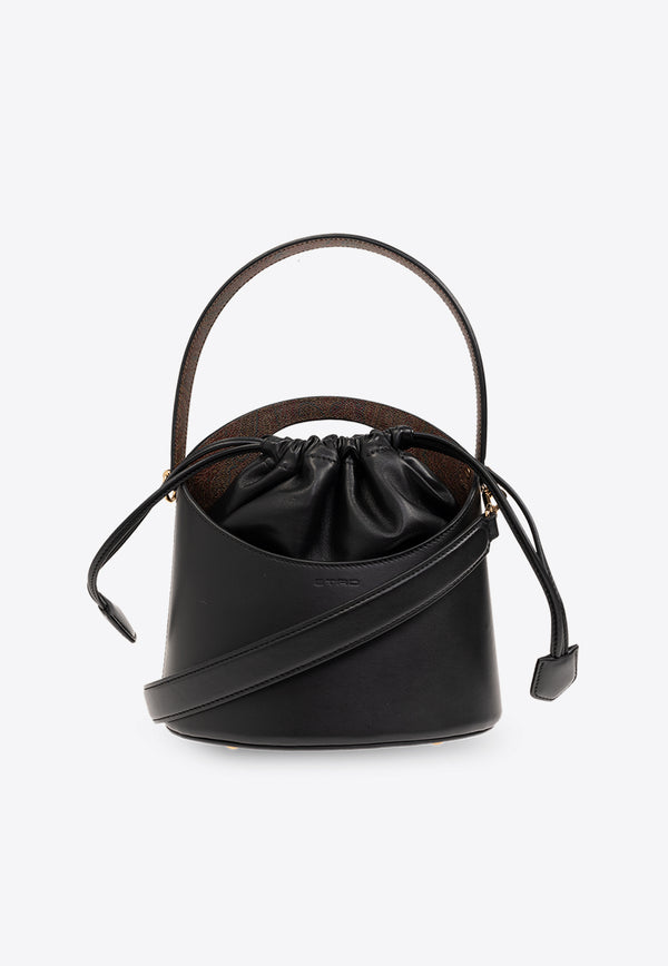 Etro Medium Saturno Leather Bucket Bag Black WP1E0003 AU021-N0000