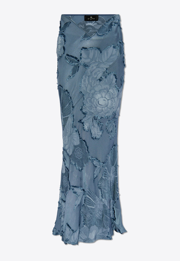 Etro Floral Jacquard Maxi Skirt Blue WRFA0041 99TF401-B0068