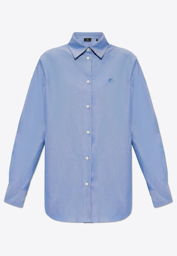 Etro Pegaso Embroidered Long-Sleeved Shirt Blue WRIA0013 99TU5H6-B0037