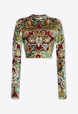 Etro Venus Jacquard Velvet Cropped Top Multicolor WRJA0040 99JJD01-S9865