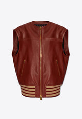 Etro Octopus-Embroidered Oversized Leather Vest Brown WROB0001 AP009-M0883