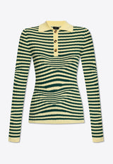 Etro Striped Wool-Knit Polo T-shirt Green WRKE0115 AL238-S8452