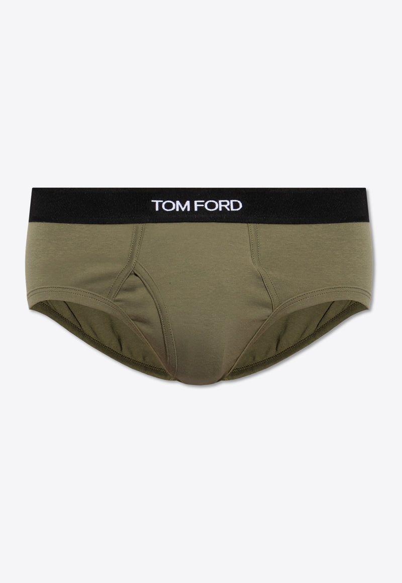 Tom Ford Logo Waistband Briefs Green T4LC11040 0-309