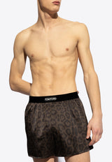 Tom Ford Leopard Print Silk Boxers Brown T4LE41880 0-209
