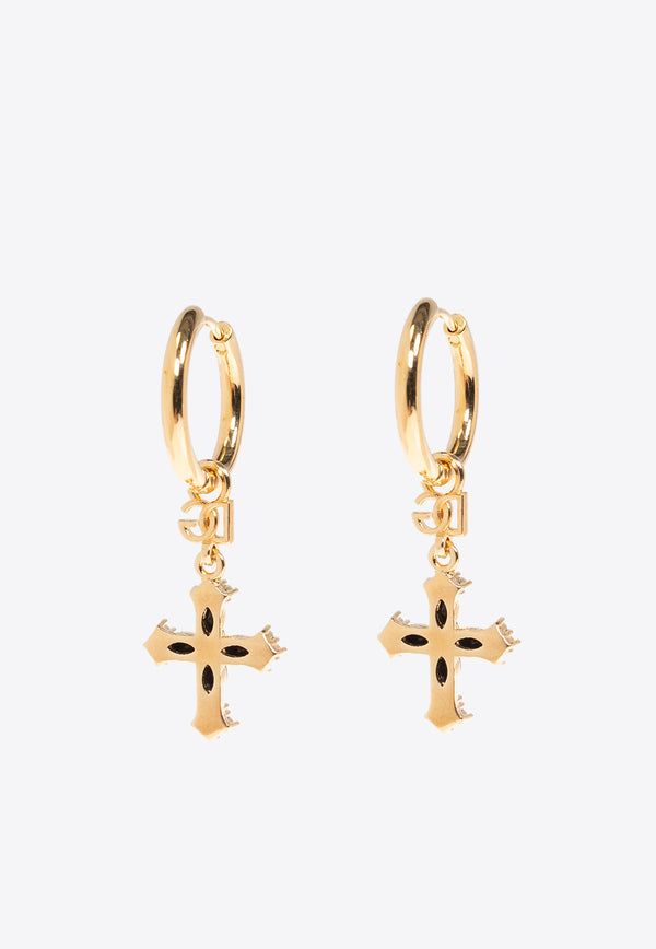 Dolce & Gabbana Cross Pendant Hoop Earrings Gold WEQ4S1 W1111-ZOO00