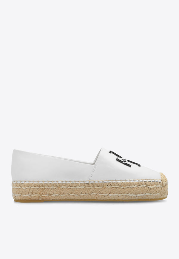 Tory Burch Ines Double T Logo Leather Espadrilles White 144346 0-109