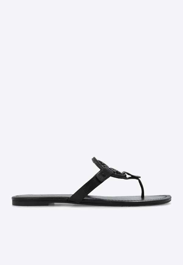 Tory Burch Miller Crystal Logo Thong Sandals Black 145945 0-003