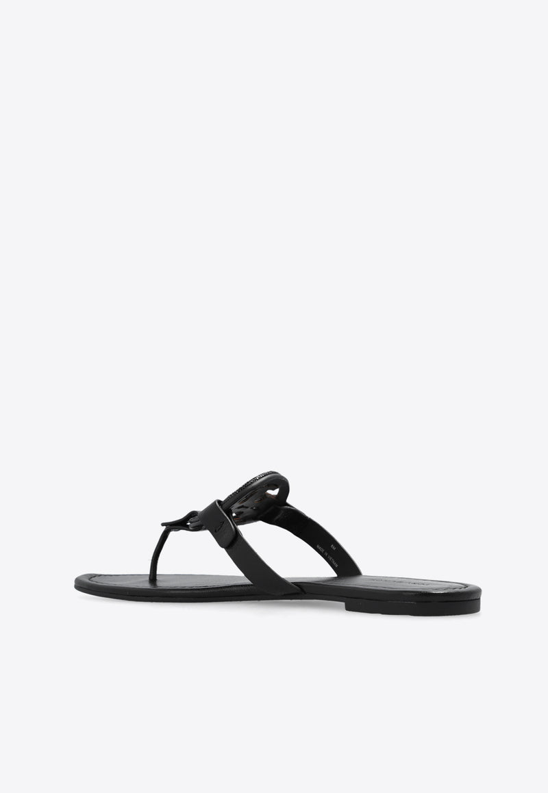 Tory Burch Miller Crystal Logo Thong Sandals Black 145945 0-003