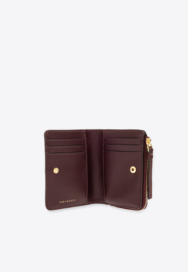 Tory Burch McGraw Bi-Fold Wallet in Grained Leather Burgundy 148751 0-500