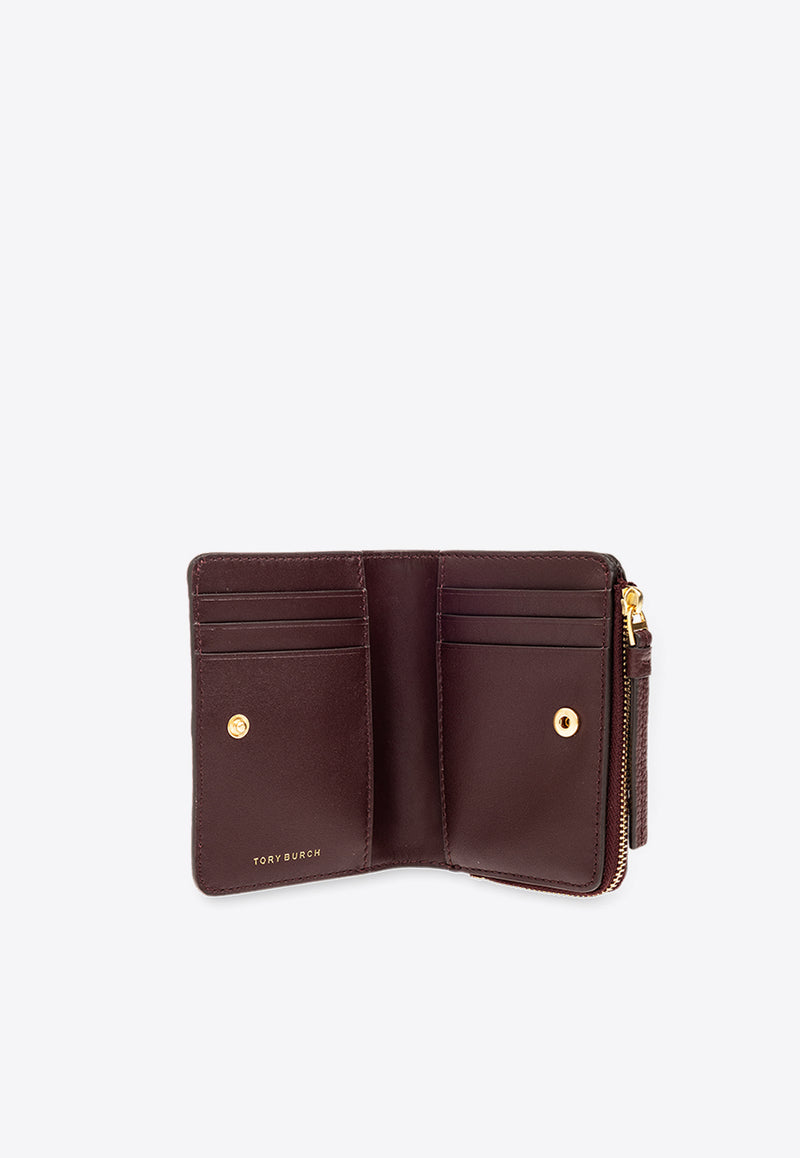 Tory Burch McGraw Bi-Fold Wallet in Grained Leather Burgundy 148751 0-500