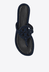 Tory Burch Miller Crystal Logo Knotted Thong Sandals Navy 152177 0-430