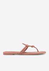 Tory Burch Miller Crystal Logo Knotted Thong Sandals Pink 152177 0-667