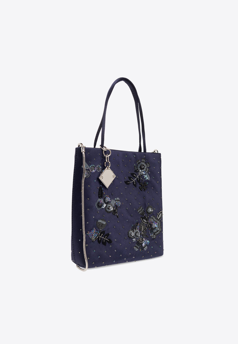 Tory Burch Mini Midnight Embellished Tote Bag  Navy 152419 0-405