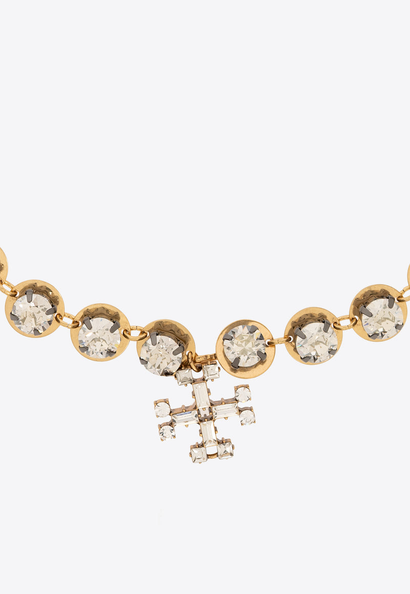 Tory Burch Crystal Embellished Necklace Gold 153694 0-700