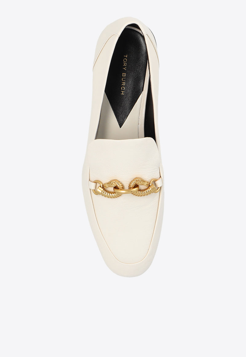 Tory Burch Jessa Embellished Leather Loafers Cream 152718 0-104