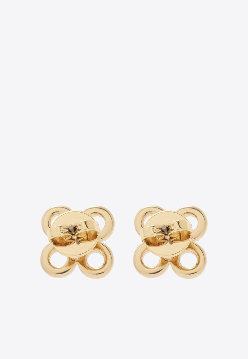Tory Burch Crystal Embellished Logo Earrings Gold 153724 0-783